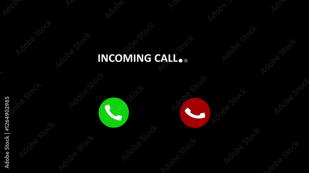 Incoming call ring icon background black Screen Animation of phone call Incoming call phone icon you receive the message animated, incoming call concept on mobile phone screen animation background