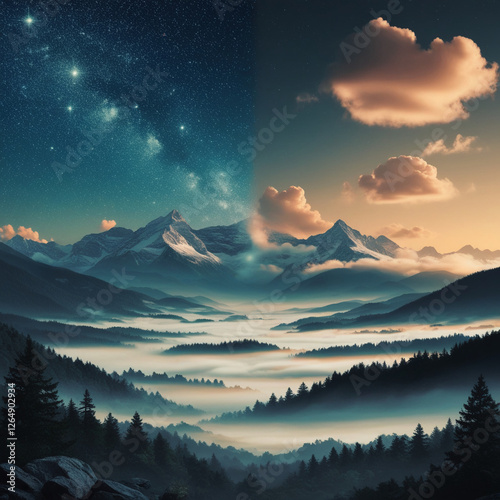 borderline between night and day밤과낮의 경계선Generative AI