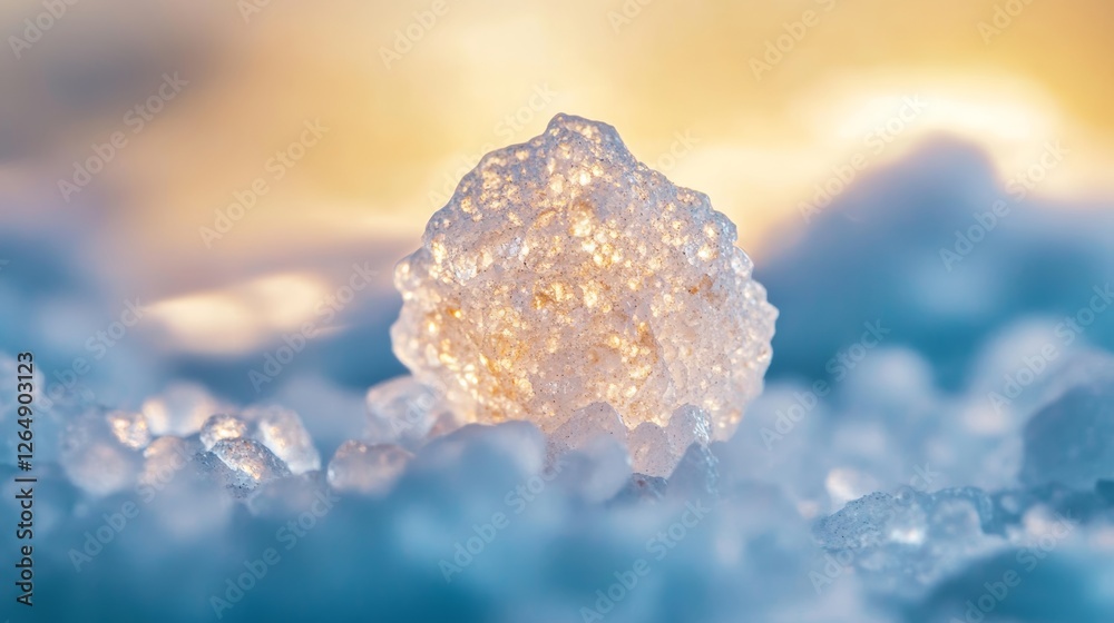 Obraz premium A Captivating Grain of Sea Salt Illuminated by Subtle Light