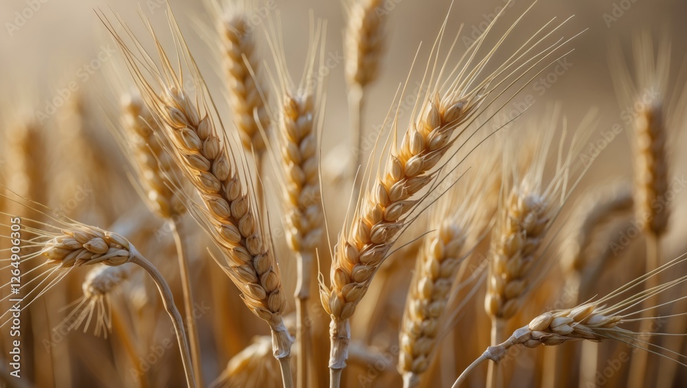 Golden wheat stalks in a field close-up with soft focus background and natural lighting ideal for agricultural themes and copy space. Golden wheat stalks in a field close-up with soft focus background and natural lighting ideal for agricultural themes and copy space.