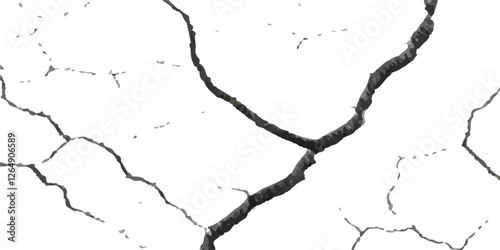Cracked and Broken Earthquake Surface Vector Overlays with Distressed Wall, Floor, and Ground Textures in Black, White, and Grey, Representing the Aftermath of Earthquake Damage.
