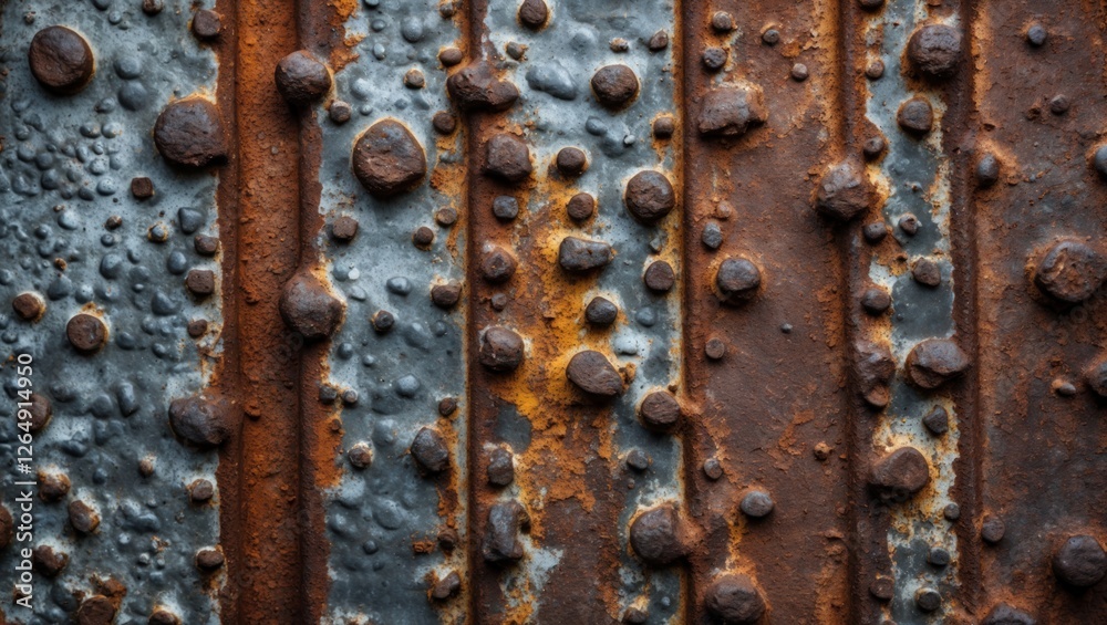 Rusty metal surface with textured imperfections and blue-gray paint layers suitable for industrial backgrounds and abstract designs. Copy Space Rusty metal surface with textured imperfections and blue-gray paint layers suitable for industrial backgrounds and abstract designs. Copy Space