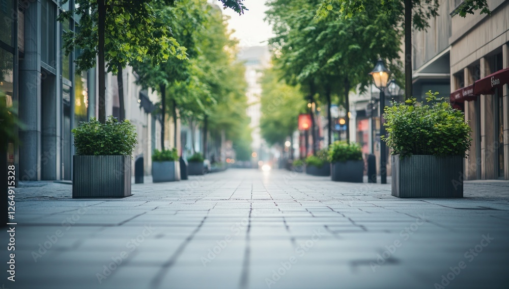 Tranquil City Street: A Serene Morning Stroll Tranquil City Street: A Serene Morning Stroll