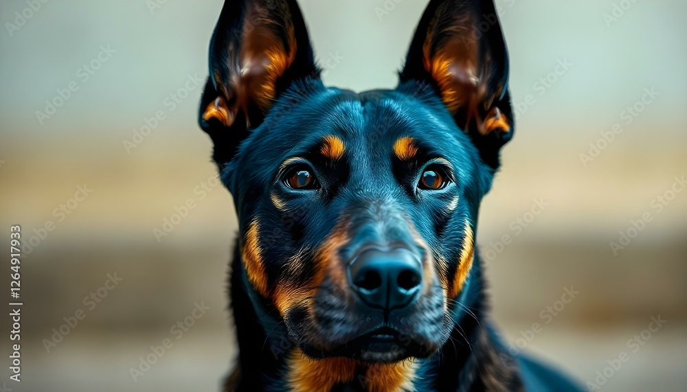Obraz premium Portrait of a Beauceron with Erect Ears and Composed Demeanor