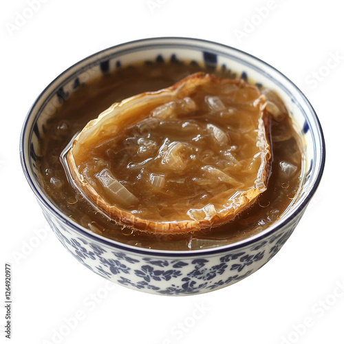 Traditional Asian Bowl of Gui Fei Shark Fin Soup in Decorative Dish