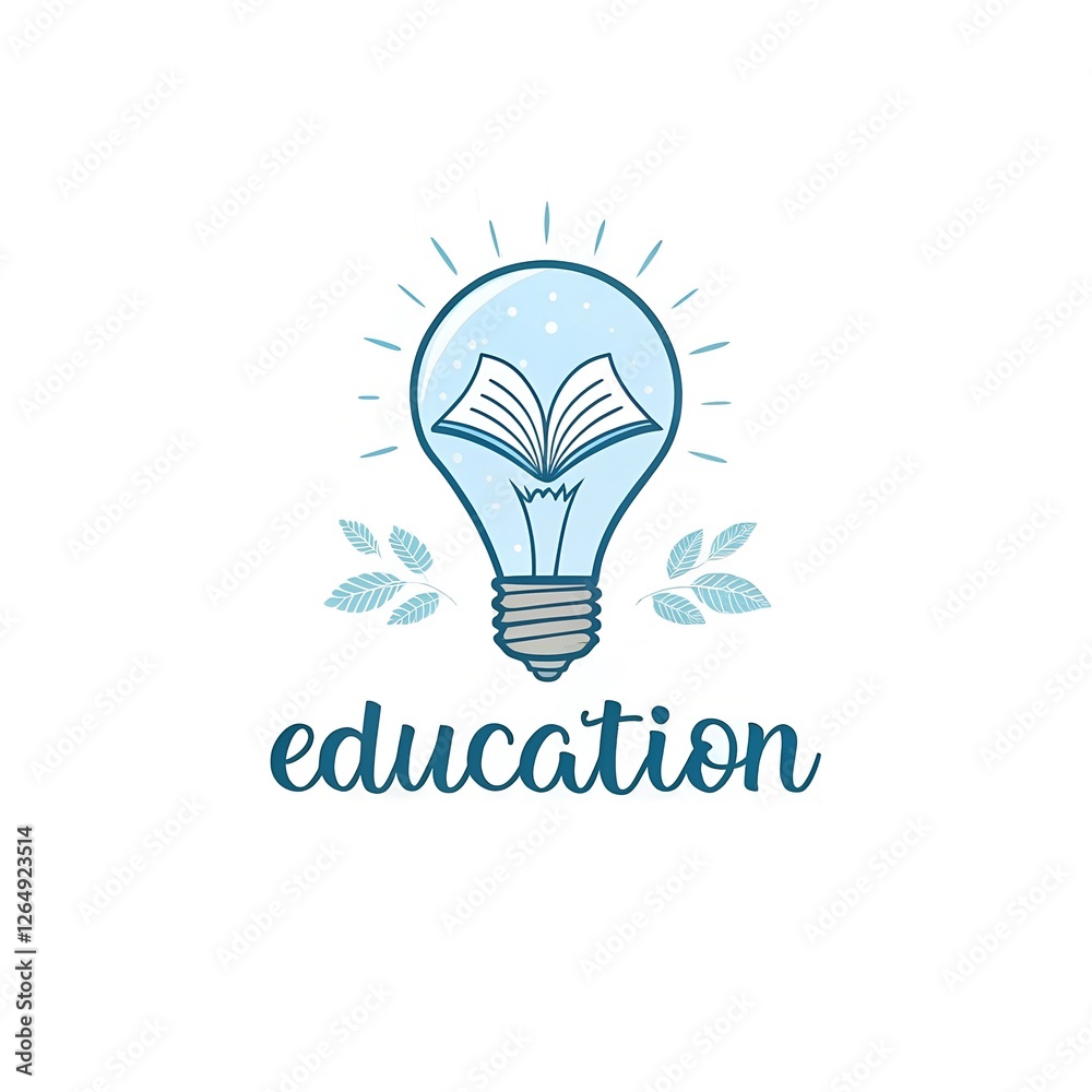 Education and Knowledge Symbol with Light Bulb and Book Education and Knowledge Symbol with Light Bulb and Book