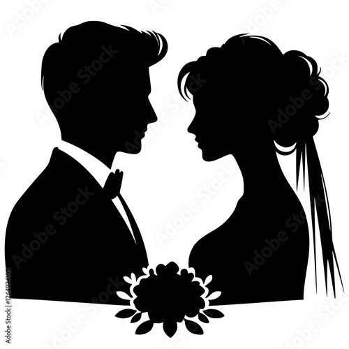Silhouette portrait of husband and wife
