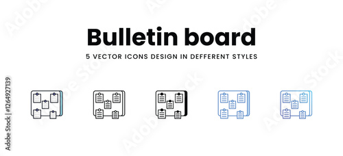 Bulletin board vector icons set stock illustration