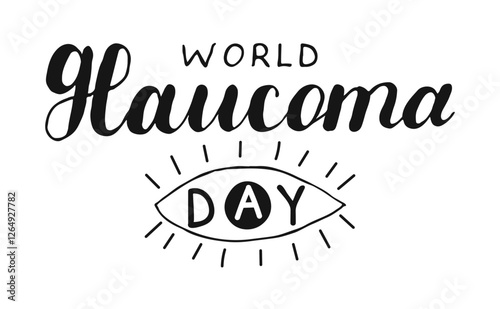 World Glaucoma day hand drawn black color calligraphy lettering. Handwritten words for poster banner.