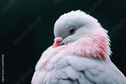 Pink-necked green pigeon resting. A colorful bird portrait on black background photo