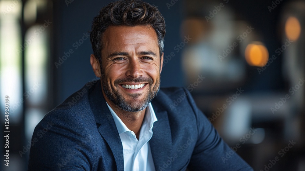 Smiling Man in Blue Blazer Wearing White Shirt Smiling Man in Blue Blazer Wearing White Shirt