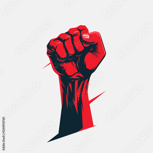 vector illustration of hand, fist up symbol of struggle, strength with fierce and grunge style. design element with concept of celebrating independence day or day of fighters. hand