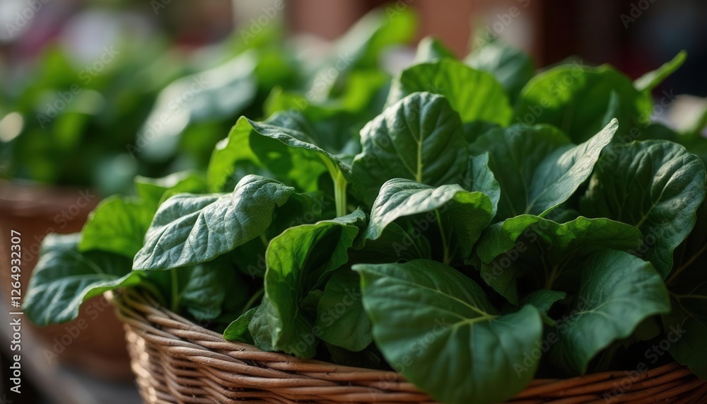 Fresh Green Bok Choy in Wicker Basket at the Farmers Market Fresh Green Bok Choy in Wicker Basket at the Farmers Market