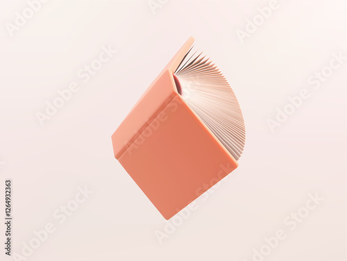 Open book 3d icon. Cartoon minimal style book 3d illustration.
