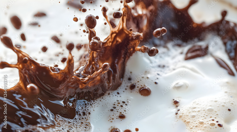 Fototapeta premium Coffee splashes mixing with milk in a dynamic explosion