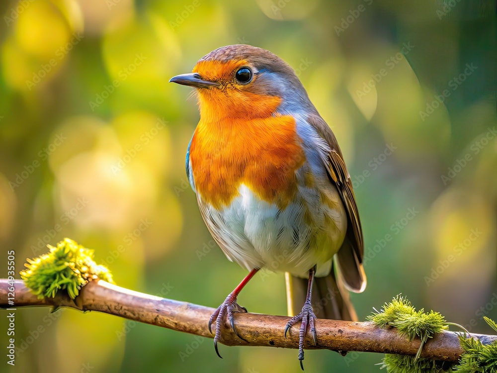 European Robin in Woodland Dappled Light - AI Macro Photography European Robin in Woodland Dappled Light - AI Macro Photography