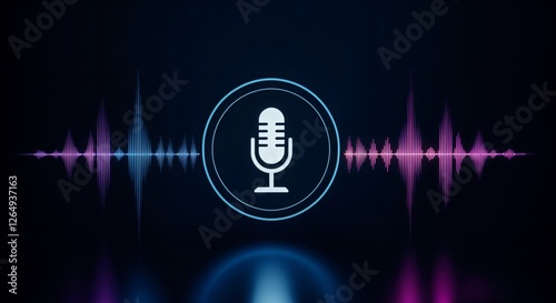 This image features a modern microphone icon surrounded by vibrant sound waves, emphasizing audio expression and the importance of voice in communication.
