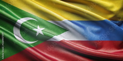 A beautiful, high-resolution photo of the Comoros national flag. photo