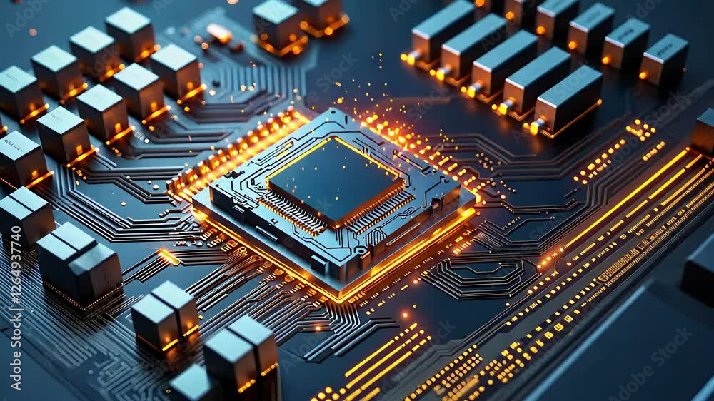 Futuristic Microprocessor with Glowing Circuit Paths and High-Tech Components in a Digital Technology Environment
Futuristic Microprocessor with Glowing Circuit Paths and High-Tech Components in a Digital Technology Environment