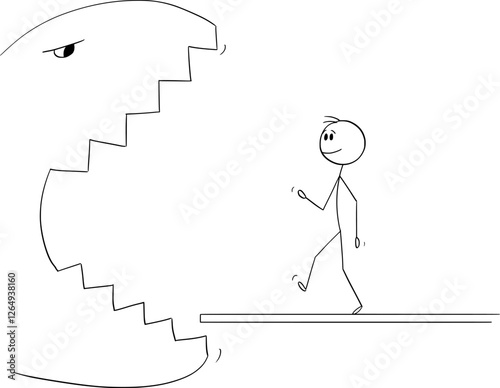 Person Facing disaster or problem, vector cartoon stick figure or character illustration.