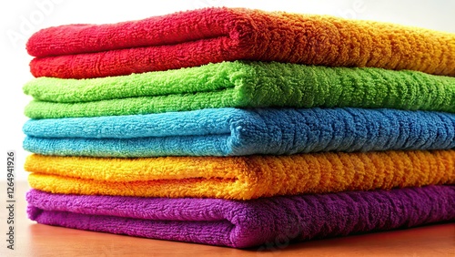 Fluffy Towel Stack Silhouette Side View