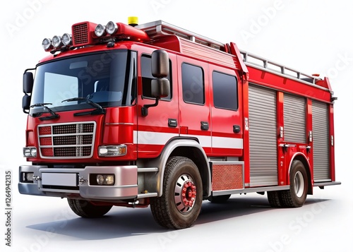 High-Resolution Panoramic Fire Engine PNG for Emergency Services & Fire Safety Designs