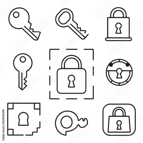 Keys and Locks Line Icons