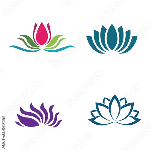 set of lotus flowers