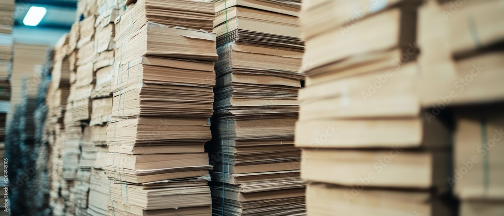 Obraz premium Stacks of Finished Paper Products in a Manufacturing Facility