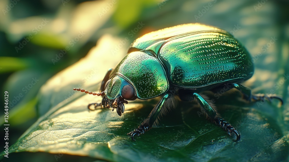 Emerald beetle leaf sunset nature macro photography Emerald beetle leaf sunset nature macro photography