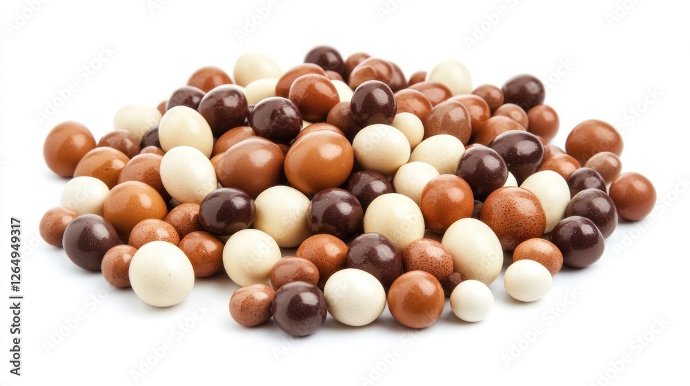 Assorted chocolate candies, close-up studio shot, white background, food photography Assorted chocolate candies, close-up studio shot, white background, food photography