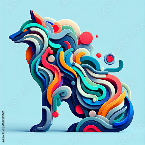 Wallpaper Mural Colorful Abstract Wolf with Dynamic Depth and Organic Flow Torontodigital.ca