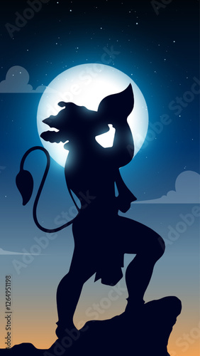 Happy Hanuman Jayanti Greeting, God Hanuman Background Design. A Hindu festival celebrated of lord hanuman birthday.  
