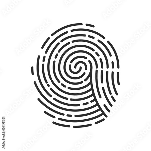 Unique fingerprint finger print icon, ID private information code, vector linear illustration.