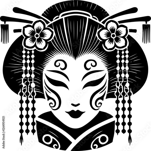 sketch vector illustration silhouette design icon logo beauty symbol geisha comfort women in Japan  