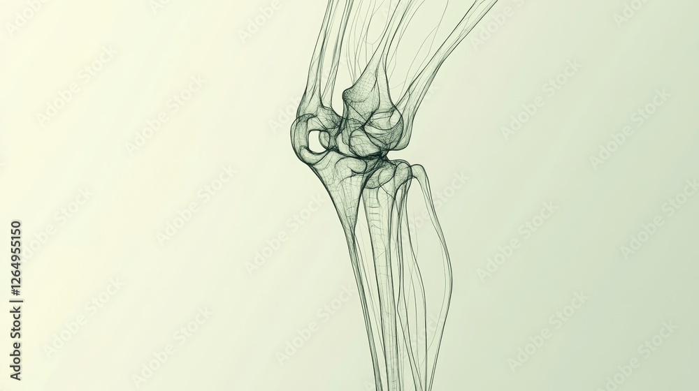 A Minimalist Representation of Leg and Knee Anatomy with Fluid Linework A Minimalist Representation of Leg and Knee Anatomy with Fluid Linework