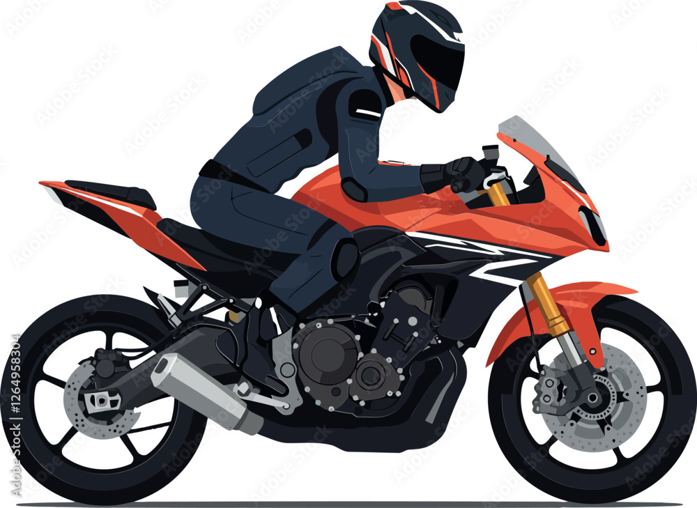 Motorcycle rider in action with sleek design and bold colors vector art Motorcycle rider in action with sleek design and bold colors vector art