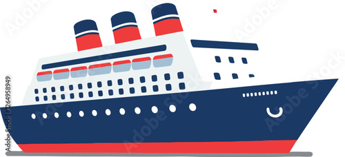 Cruise ship design in flat style showcasing vibrant colors vector illustration