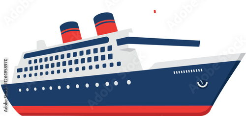 Stylish cruise ship design in flat style vector art