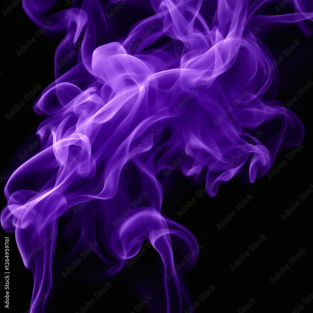Fototapeta premium A captivating close-up of swirling purple smoke against a black backdrop, showcasing mesmerizing patterns and mystical textures.