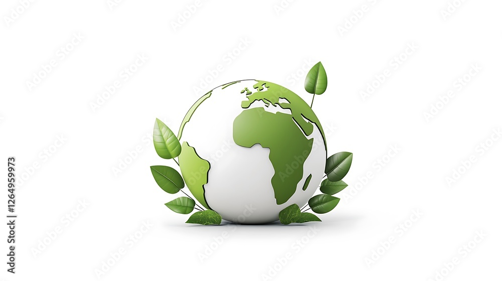 Green Earth 3D Render: Sustainable Future Illustration AI Generated Green Earth 3D Render: Sustainable Future Illustration AI Generated
