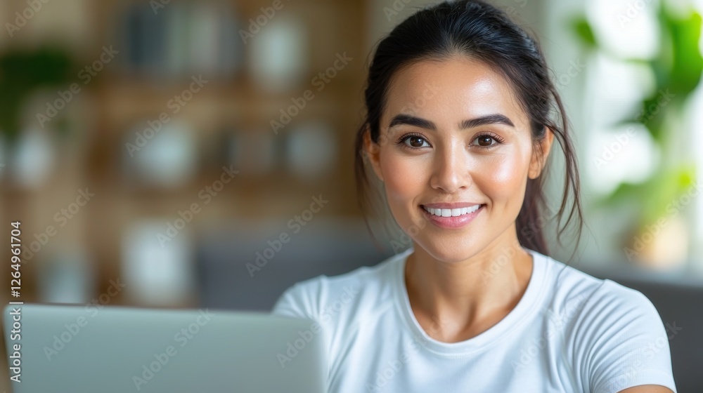 Portrait of a focused and engaged Asian woman working intently on her laptop in a modern office setting showcasing her professionalism productivity Portrait of a focused and engaged Asian woman working intently on her laptop in a modern office setting showcasing her professionalism productivity