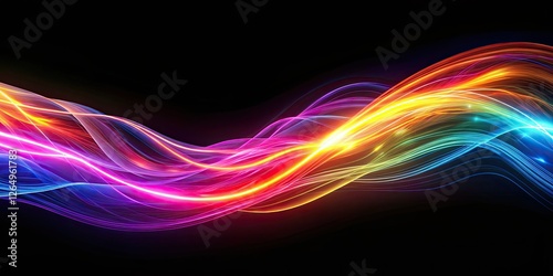 Isolated alpha PNG of speeding, colorful energy streams; abstract night photography.