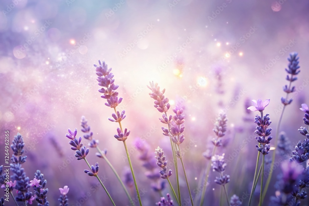 Fototapeta premium Lavender Floral Panoramic Background: Feminine & Elegant Soft Abstract Image with Ample Copy Space