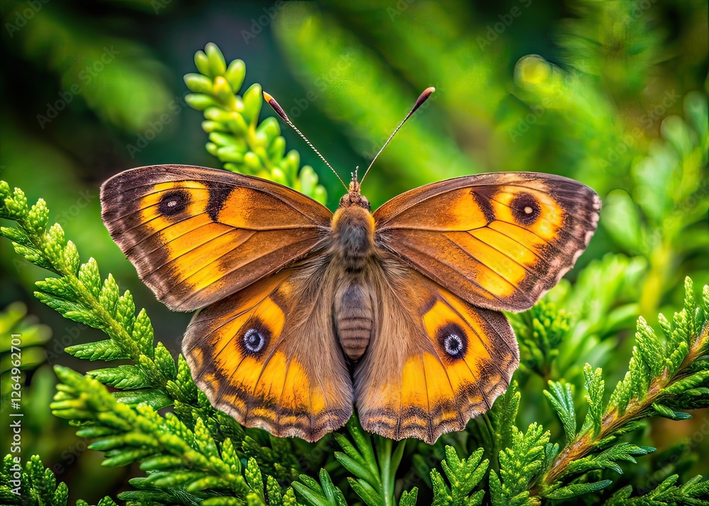 Gatekeeper Butterfly on Leyland Cypress - AI Photorealistic Portrait Gatekeeper Butterfly on Leyland Cypress - AI Photorealistic Portrait
