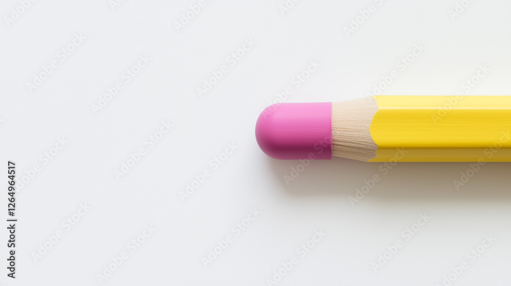 Close-Up of a Yellow Pencil with a Pink Eraser Close-Up of a Yellow Pencil with a Pink Eraser