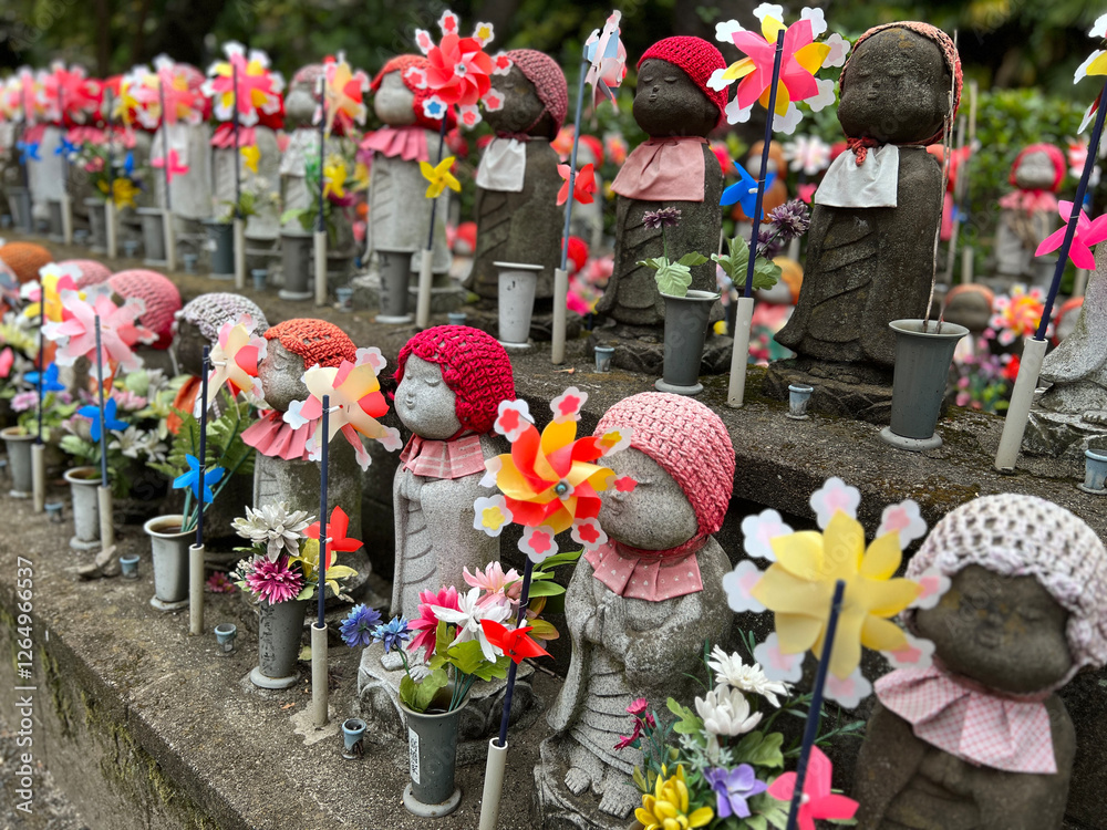 Care guardian deities of children statues at the Zojoji Temple