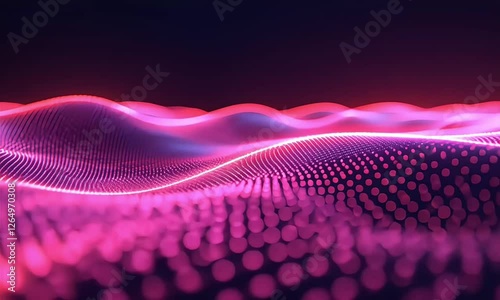 Digital waves of light and color create mesmerizing patterns in a futuristic landscape