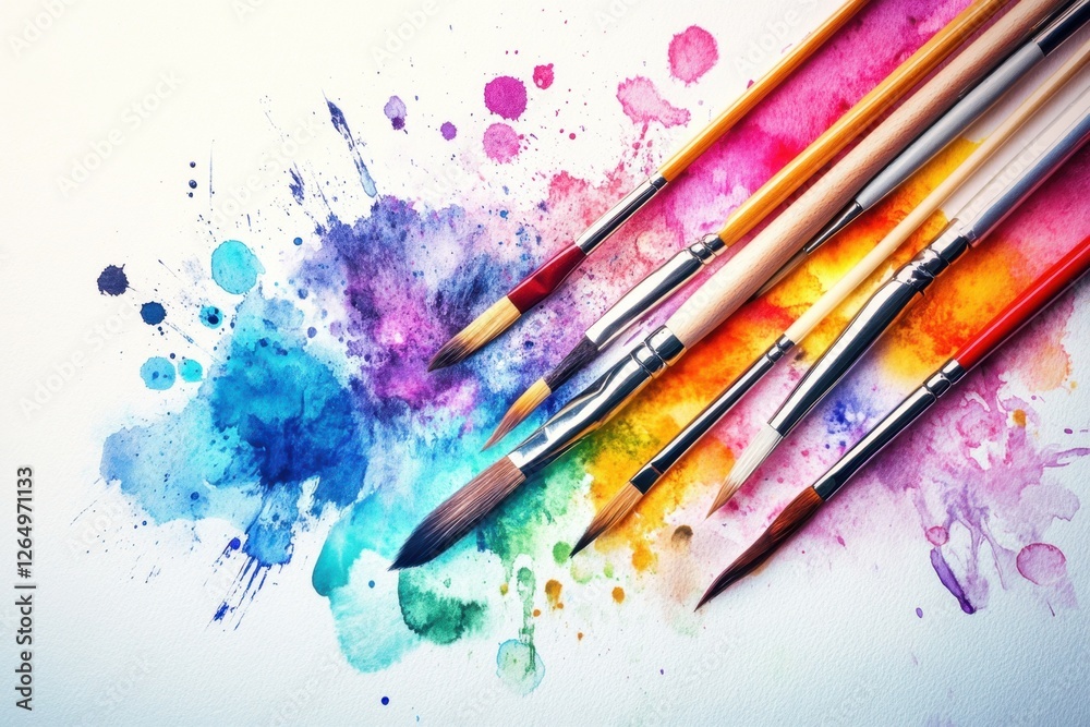 Fototapeta premium Watercolor Brushes on a Creative Canvas