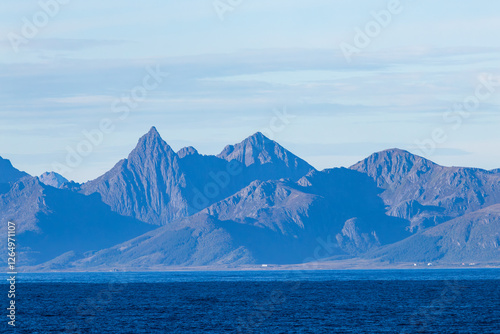 Wallpaper Mural Autumn landscape in Lofoten Islands, Northern Norway, featuring colorful foliage, and a peaceful fjord. Torontodigital.ca